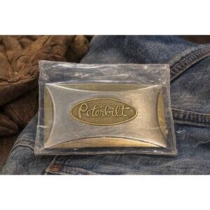 Vintage Peterbilt Belt Buckle Fisher Mfg Denver CO NOS Trucke Brass Semi Big Rig